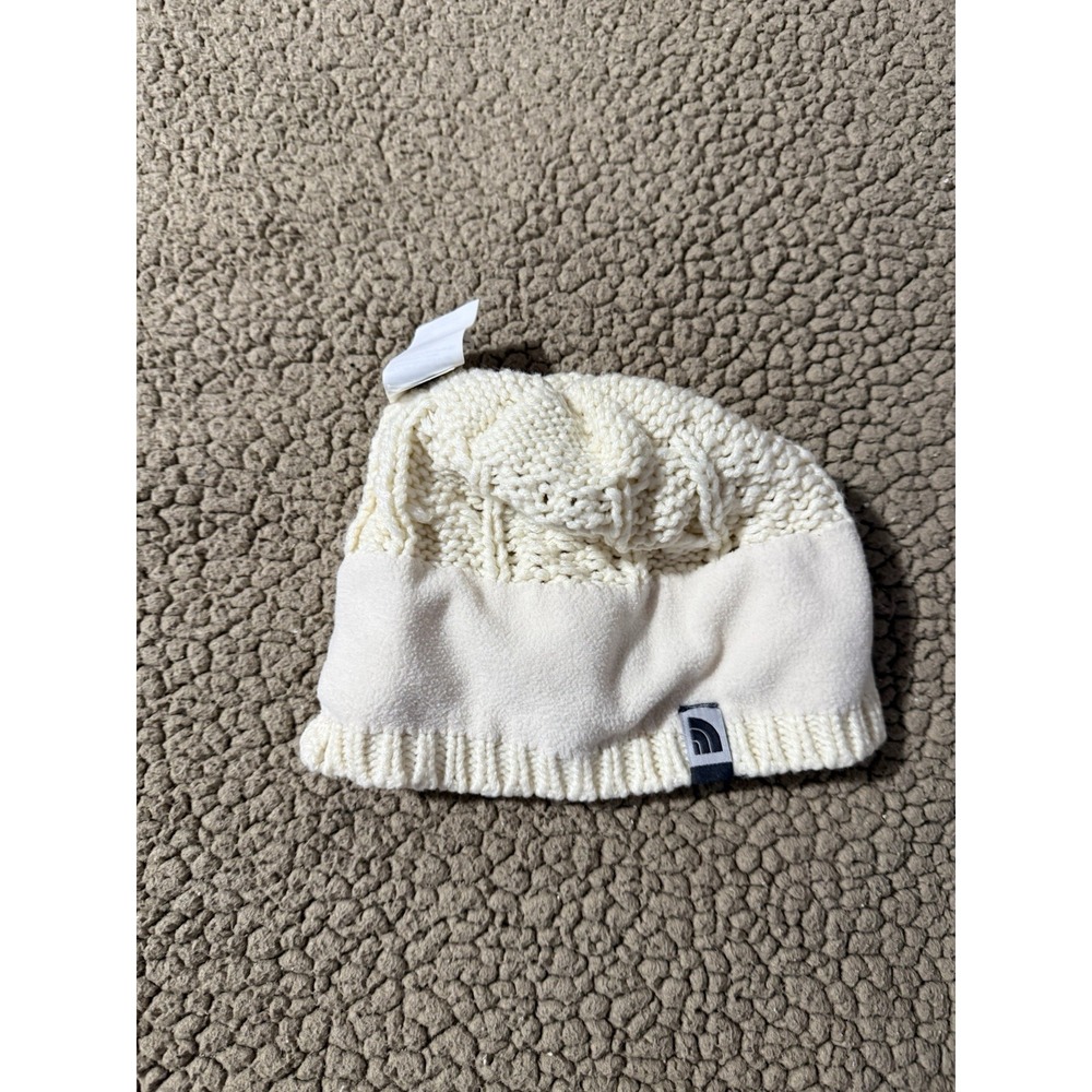 Women's The North Face Fleece Lined Cream Knit Beanie - One Size - Picture 6 of 9
